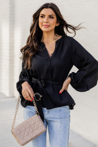 Perfectly Yours Black Belted Blouse product