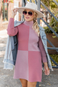 On The Way Out Pink Colorblock Sweater Dress product