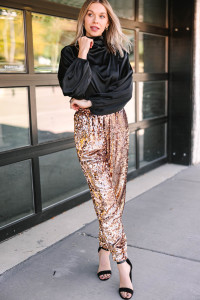 Living On Love Copper Sequin Joggers product