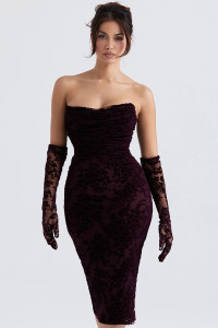 'Isadora' Black Cherry Devore Corset Dress product