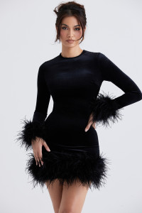 'Lavinia' Black Velvet Mini Dress product