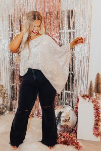 Middle Of The Night Sequin Top In Champagne Curves product