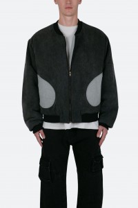 Distressed Bomber Jacket - Charcoal Grey product
