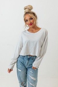 Newly Obsessed Crop Top In Light Grey product