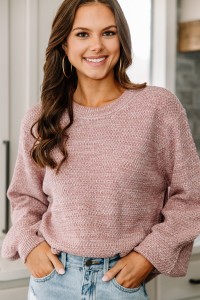 The Slouchy Light Rose Pink Bubble Sleeve Sweater product