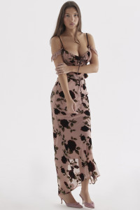 'Imaan' Dusty Pink Devore Maxi Skirt product
