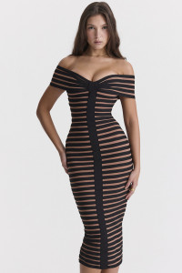 'Petra' Striped Bandage Midi Dress product