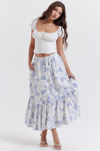 'Aitana' Blue Print Midi Skirt product