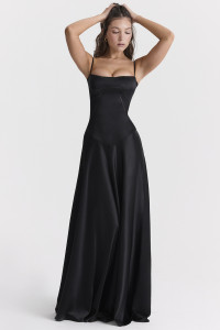'Anabella' Black Lace Up Maxi Dress product
