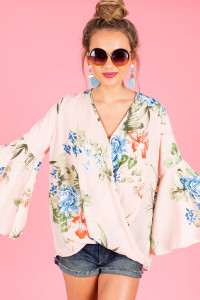 WHIMSY WRAP BLOUSE, PEACH product