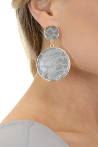 DUO SNAKESKIN EARRING, GRAY product