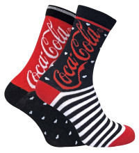 Coca Cola - 2 Pairs Ladies Funky Stars Patterned Novelty Cotton Socks 4-8 uk product