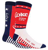 Coca Cola - 2 Pairs Mens Funky Novelty Cotton Socks with Stars and Stripes product