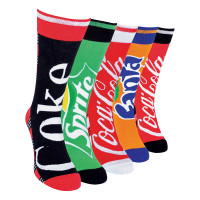 Coca Cola - 5 Pack Unisex Colourful Novelty Branded Logo Cotton Socks product