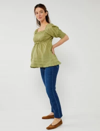 SQUARE NECK PEASANT BABYDOLL MATERNITY BLOUSE product