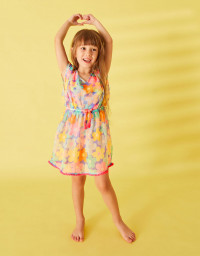 GIRLS RETRO FLORAL KAFTAN WITH RECYCLED POLYESTER MULTI product