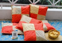 Handmade Patchwork Banarasi Shimmer Cushion Covers (Set Of 6) product