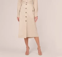 A LINE BUTTON FRONT SKIRT WITH FLAP POCKETS IN FLAX product