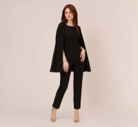 CREPE JUMPSUIT WITH CAPE IN BLACK product