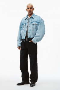 leather belted jacket in denim product