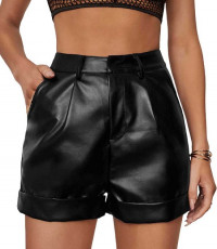Holland Womens Black Fitted Leather Shorts product