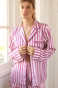 By Anthropologie Ruffled Striped Pajama Shirt product