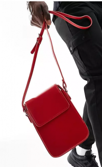 ASOS DESIGN faux leather cross body bag in red product