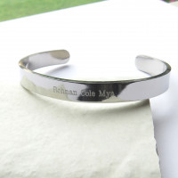 Personalised Solid Stainless Steel Silver Bangle - Unisex product