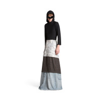 WOMEN'S GRAYSCALE CAMO MAXI LAYERED CARGO SKIRT IN MULTICOLORED product