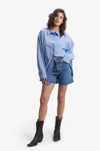 STRIPED OVERSIZED SHIRT IN BW STRIPE product