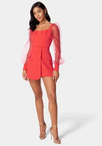 MESH SLEEVES CORSET ILLUSION TAILORED ROMPER product