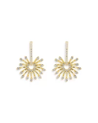 HUEB 18K Yellow Gold Luminus Diamond Starburst Dangle Hoop Earrings product
