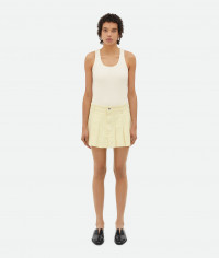 Yellow Wash Denim Pleated Mini Skirt product