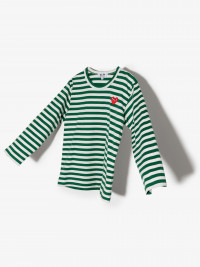 COMME DES GARCONS PLAY KIDS Heart Logo Embroidered Striped Cotton T-Shirt product