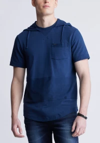Katoni Men's Short Sleeve Hoodie, Navy - BM24489 product