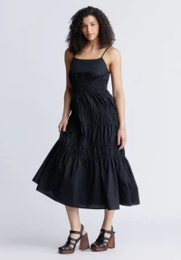 Balia Women's Long Ruched Tiered Dress, Black - WD0047S product