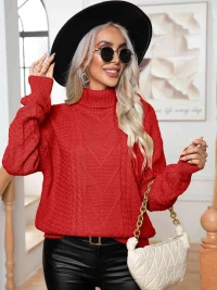 Turtleneck Cable-Knit Long Sleeve Sweater product