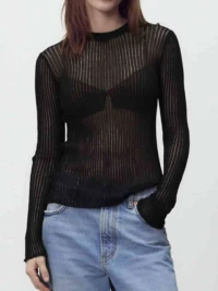 Round Neck Ribbed Knit Top product