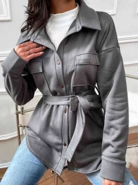 Button Down Dropped Shoulder Coat product
