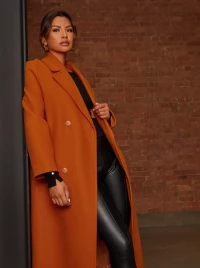 Double Breasted Crombie Coat in Orange product