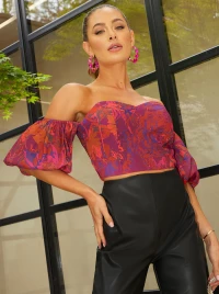 Bardot Ruffle Floral Top in Burgundy product