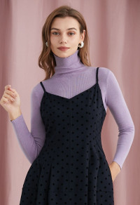 BASIC HIGH NECK SOFT KNIT TOP IN LILAC product