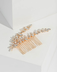Gold Multi Crystal Leaf Hair Comb product