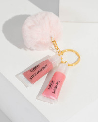2 Lip Gloss Pink Pom Pom Keyring product