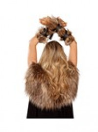 Pair Of Faux Fur Viking Arm Cuffs With Strap Detail product