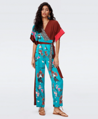 Rinna Jumpsuit in Festvial Floral Teal and Chestnut product