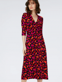Abigail Silk Jersey Midi Wrap Dress in Midnight Kiss Multi product