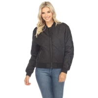 WOMEN'S LIGHTWEIGHT DIAMOND QUILTED PUFFER BOMBER JACKET product