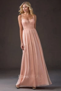 A-Line Straps Floor-length Chiffon Bridesmaid Dresses with Illusion product