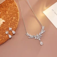 Delicate Zircon Bridal Necklace and Earrings product